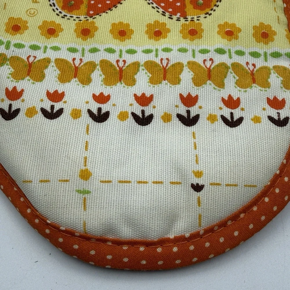 Vintage 1970s Butterfly Oven Mitt Happiness Retro Mod Kitchen Linen NOS